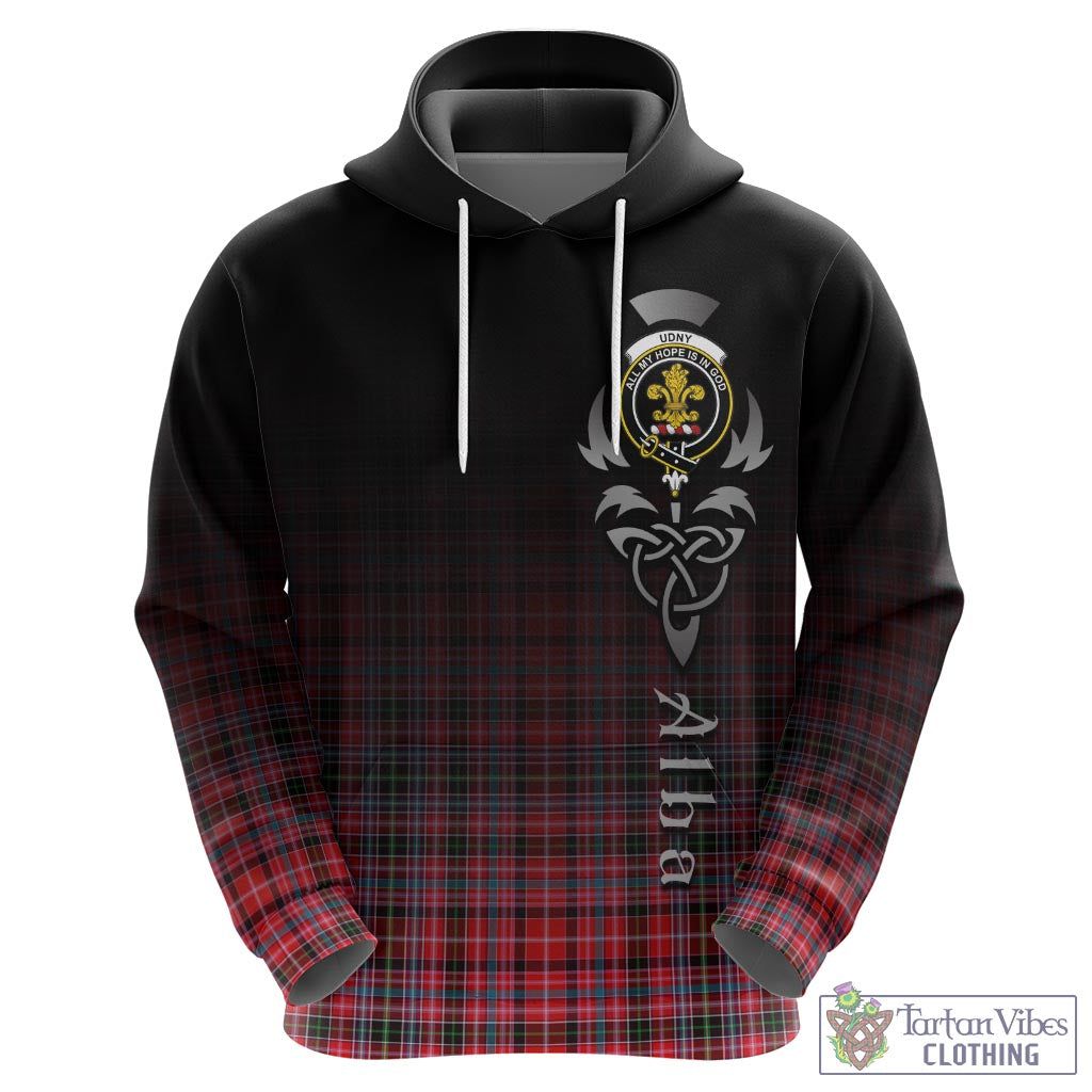 Tartan Vibes Clothing Udny Tartan Hoodie Featuring Alba Gu Brath Family Crest Celtic Inspired