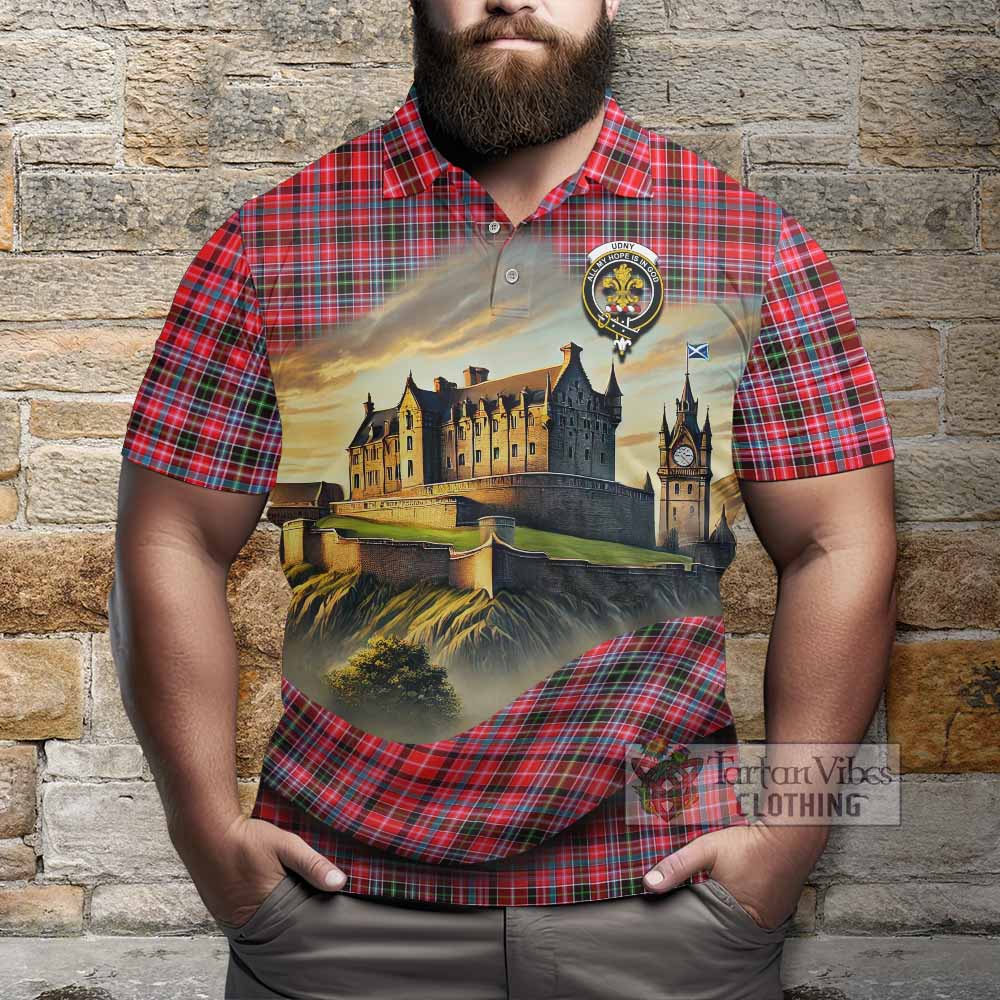 Tartan Vibes Clothing Udny Tartan Family Crest Polo Shirt with Scottish Ancient Castle Stype