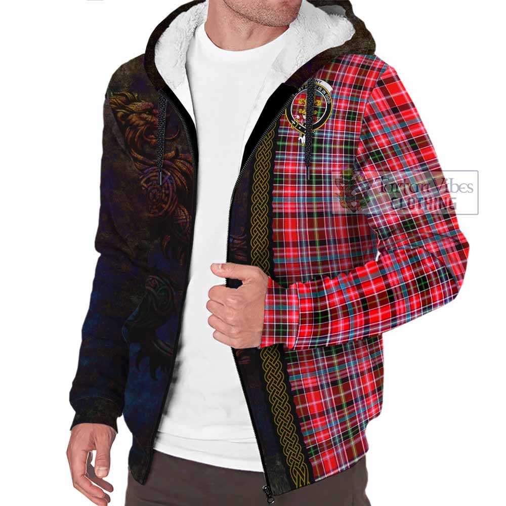 Tartan Vibes Clothing Udny Tartan Family Crest Sherpa Hoodie Alba Gu Brath Be Brave Lion Ancient Style
