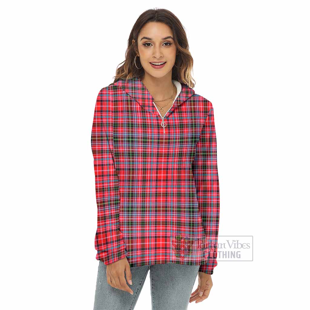Tartan Vibes Clothing Udny Tartan Women's Borg  Half Zip Fleece Hoodie