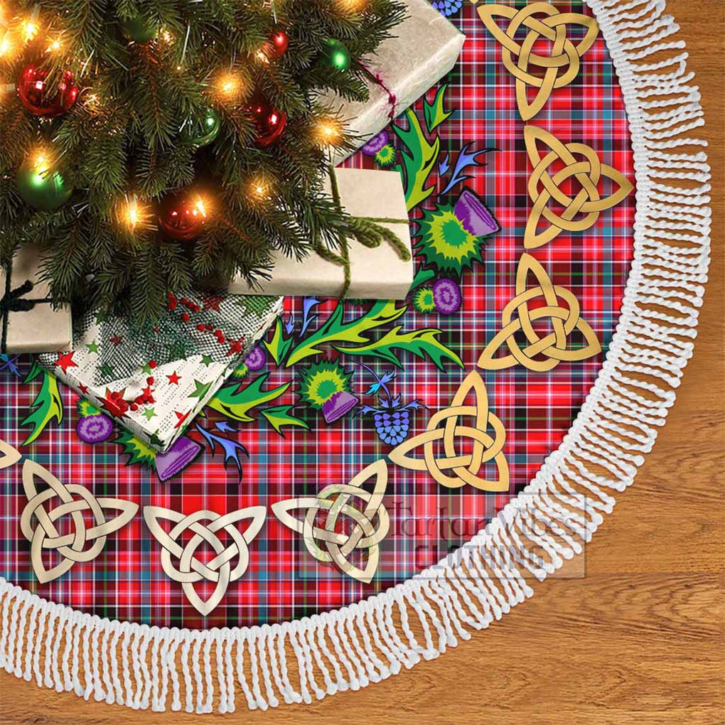 Tartan Vibes Clothing Udny Tartan Christmas Tree Skirt with Thistle Celtic Knot Style