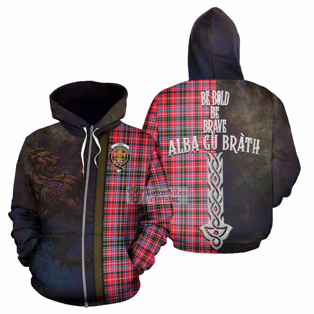 Tartan Vibes Clothing Udny Tartan Family Crest Hoodie Alba Gu Brath Be Brave Lion Ancient Style