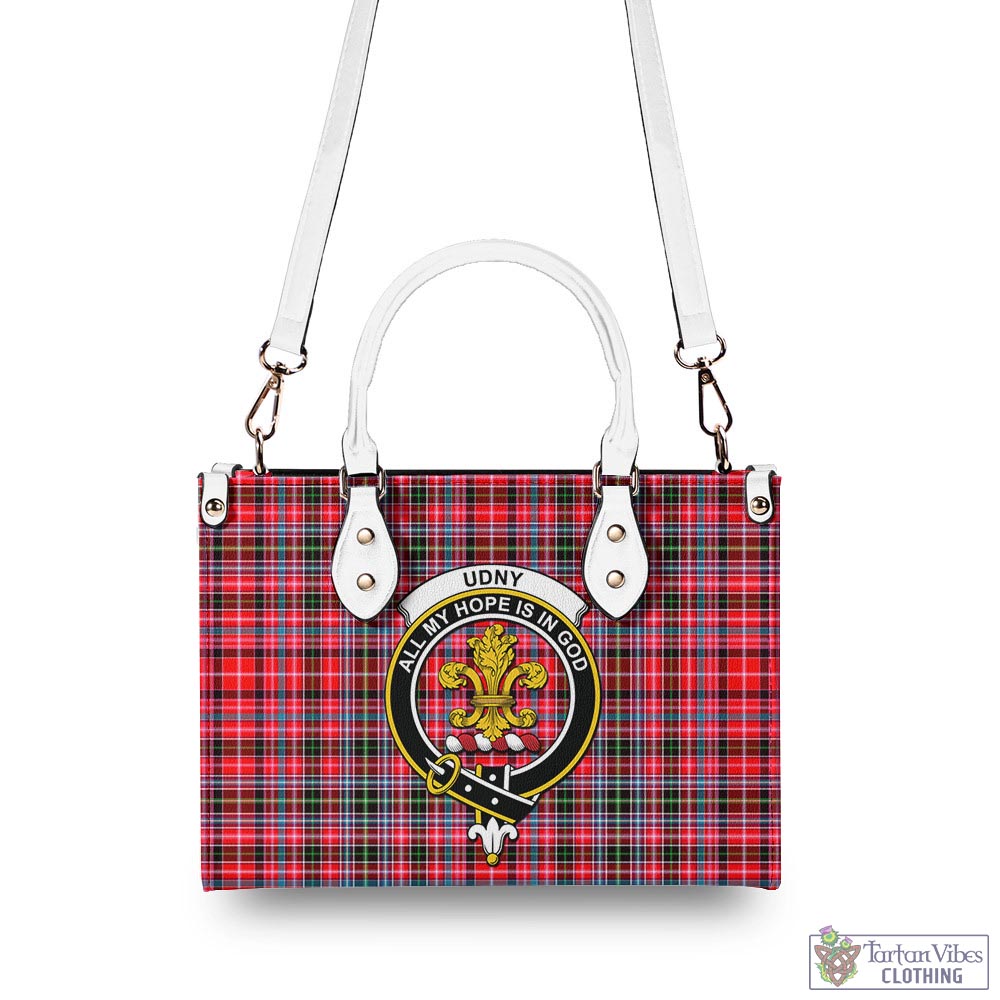 Tartan Vibes Clothing Udny Tartan Luxury Leather Handbags with Family Crest