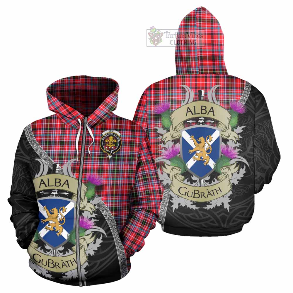 Tartan Vibes Clothing Udny Tartan Family Crest Hoodie Lion Rampant Royal Thistle Shield Celtic Inspired