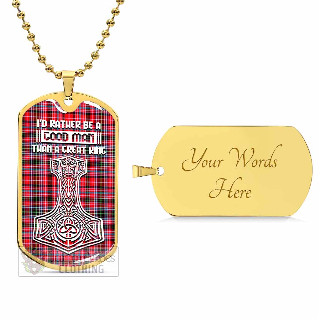 Tartan Vibes Clothing Udny Tartan Dog Tag Necklace Viking Mjolnir Style