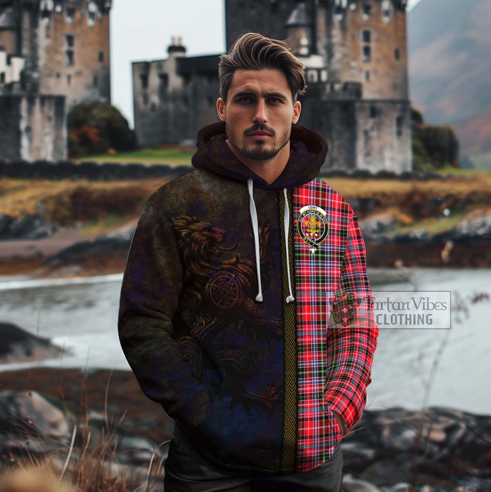 Tartan Vibes Clothing Udny Tartan Family Crest Cotton Hoodie Alba Gu Brath Be Brave Lion Ancient Style