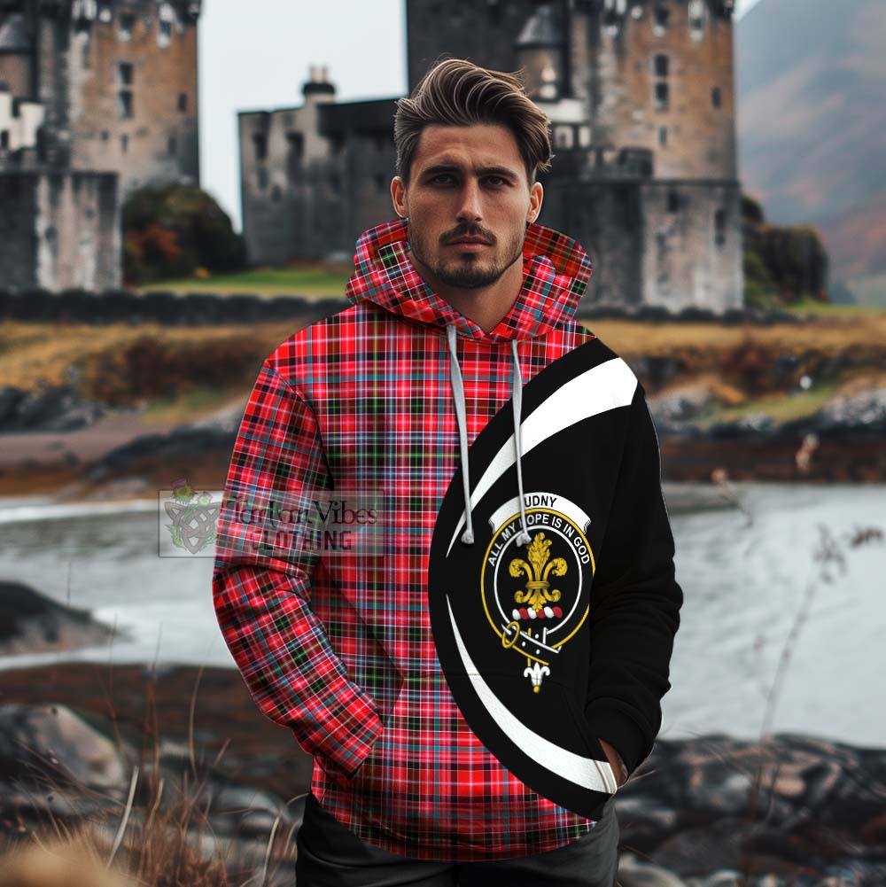 Tartan Vibes Clothing Udny Tartan Cotton Hoodie with Family Crest Circle Style