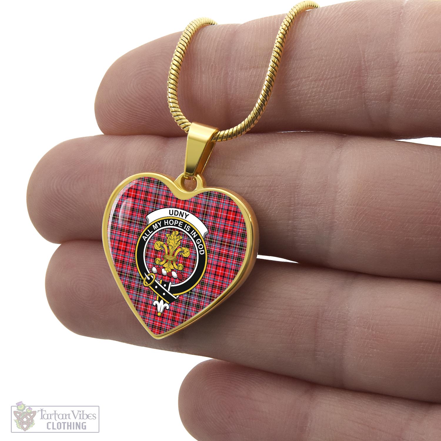 Tartan Vibes Clothing Udny Tartan Heart Necklace with Family Crest