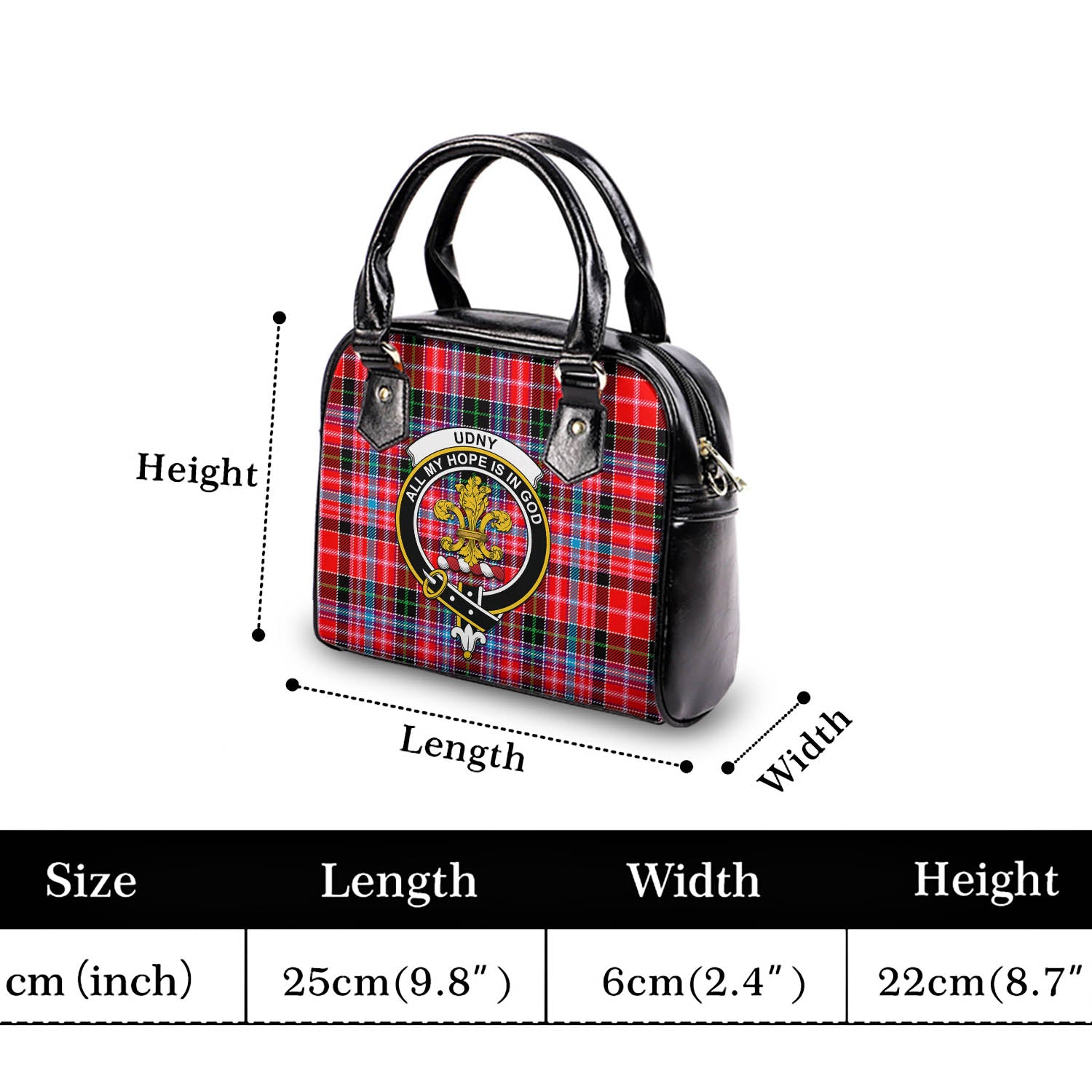 Udny Tartan Shoulder Handbags with Family Crest - Tartan Vibes Clothing