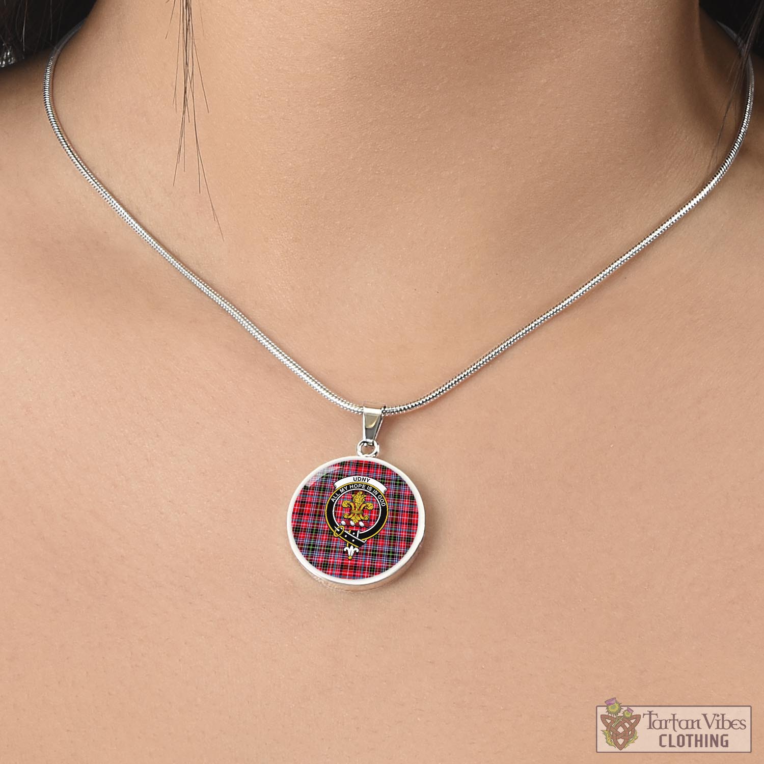Tartan Vibes Clothing Udny Tartan Circle Necklace with Family Crest