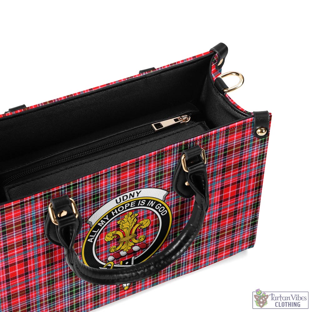 Tartan Vibes Clothing Udny Tartan Luxury Leather Handbags with Family Crest