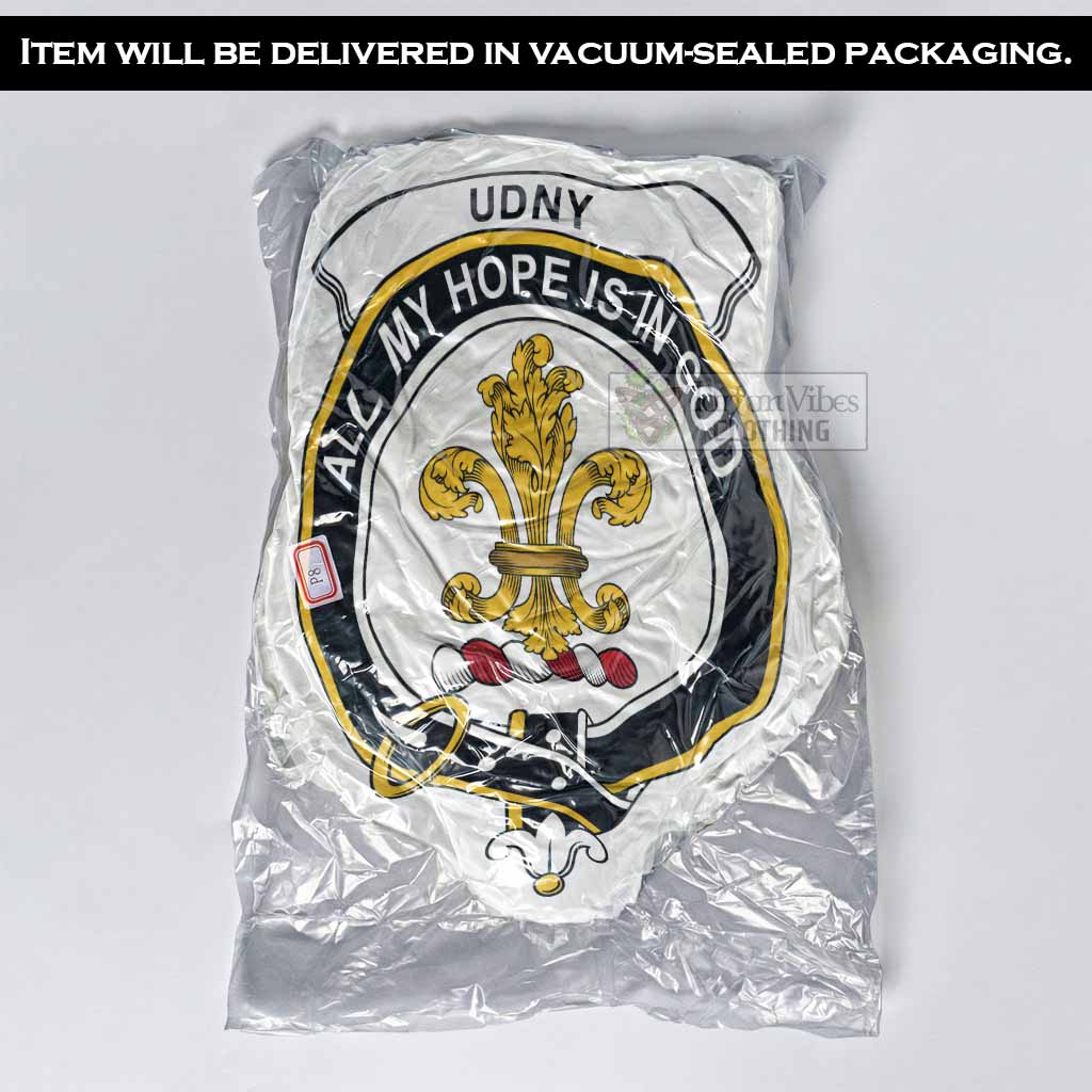 Udny Clan Crest Shaped Throw Pillow, Scottish Clan Badge Decorative Pillow