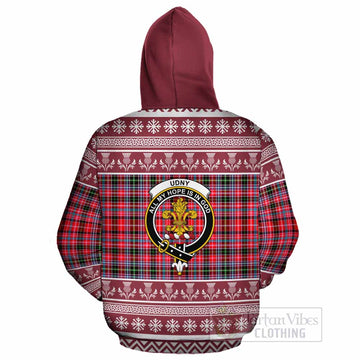 Udny Clan Tartan Christmas Cotton Hoodie with Family Crest - Tartan Vibes Clothing
