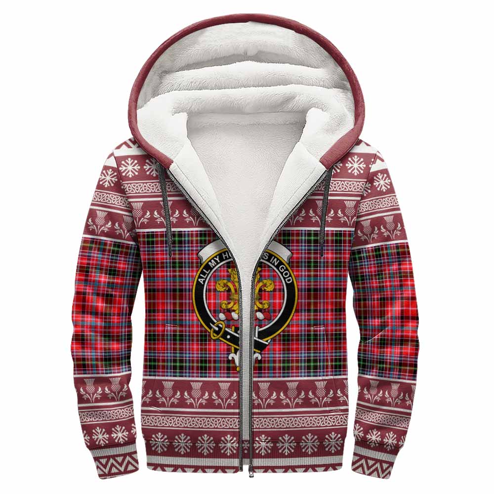 Udny Clan Tartan Christmas Fleece Hoodie with Family Crest - Tartan Vibes Clothing