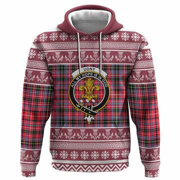 Udny Clan Tartan Christmas Hoodie with Family Crest - Tartan Vibes Clothing
