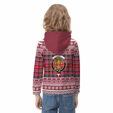 Udny Clan Tartan Christmas Kid Hoodie with Family Crest - Tartan Vibes Clothing