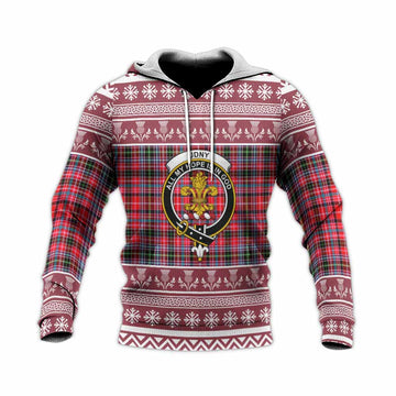 Udny Clan Tartan Christmas Knitted Hoodie with Family Crest - Tartan Vibes Clothing