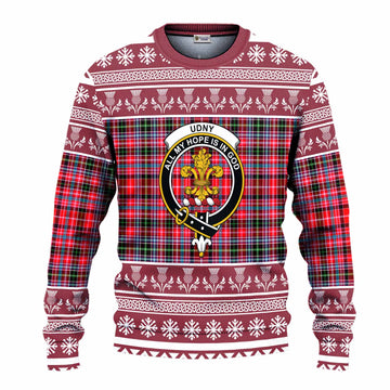 Udny Clan Tartan Christmas Ugly Sweater with Family Crest - Tartan Vibes Clothing