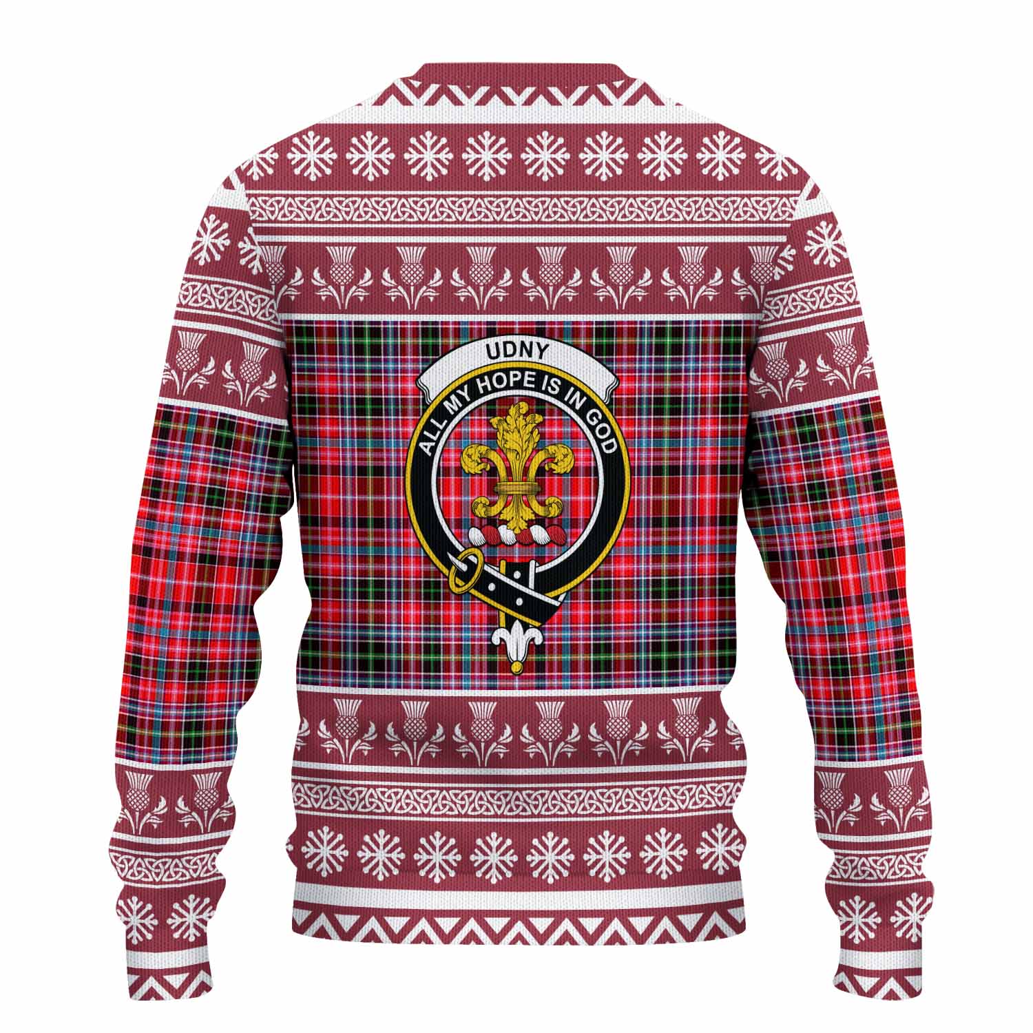 Udny Clan Tartan Christmas Ugly Sweater with Family Crest - Tartan Vibes Clothing