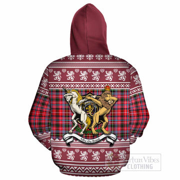 Udny Clan Tartan Crest Christmas Cotton Hoodie Coat of Arms Funny Style - Tartan Vibes Clothing