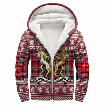 Udny Clan Tartan Crest Christmas Fleece Hoodie Coat of Arms Funny Style - Tartan Vibes Clothing