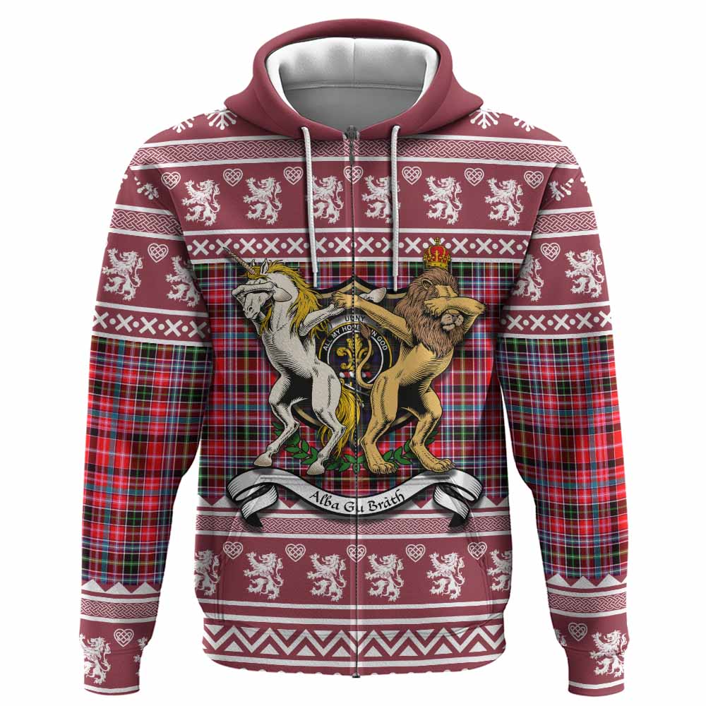 Udny Clan Tartan Crest Christmas Hoodie Coat of Arms Funny Style - Tartan Vibes Clothing