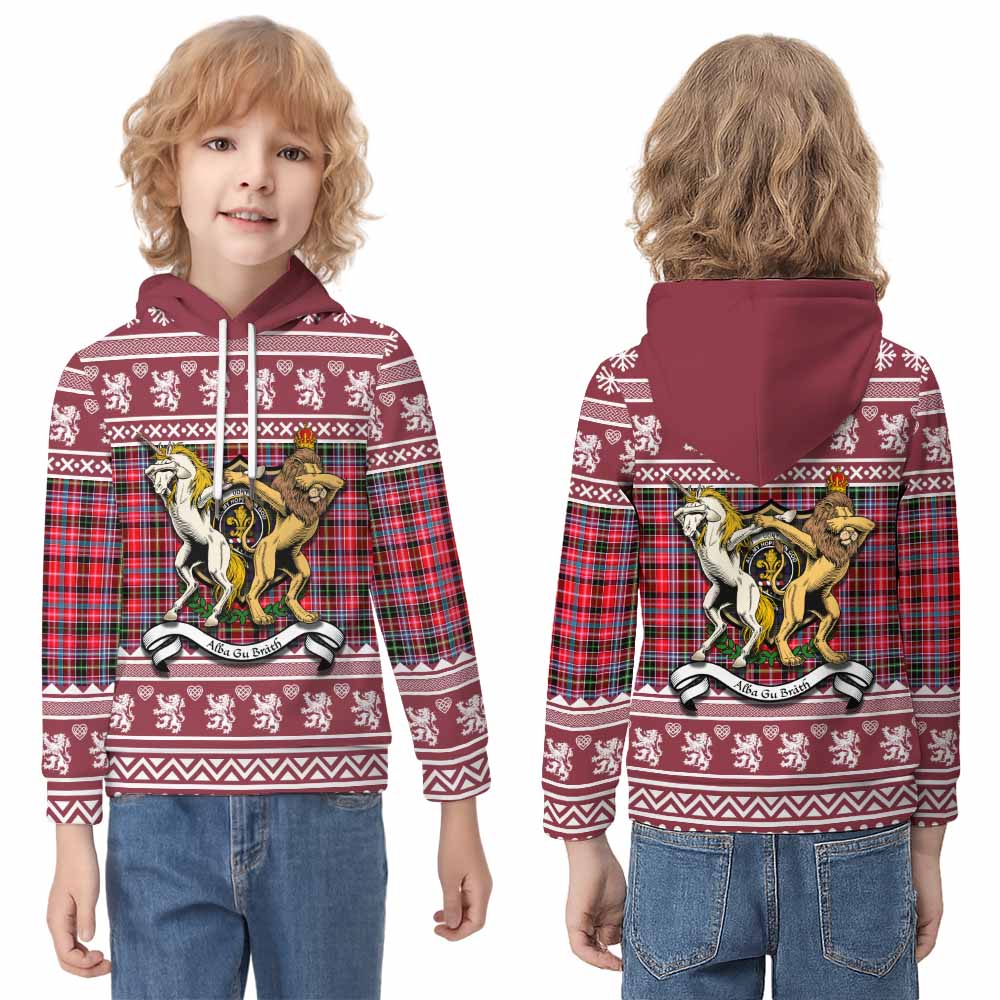Udny Clan Tartan Crest Christmas Kid Hoodie Coat of Arms Funny Style - Tartan Vibes Clothing