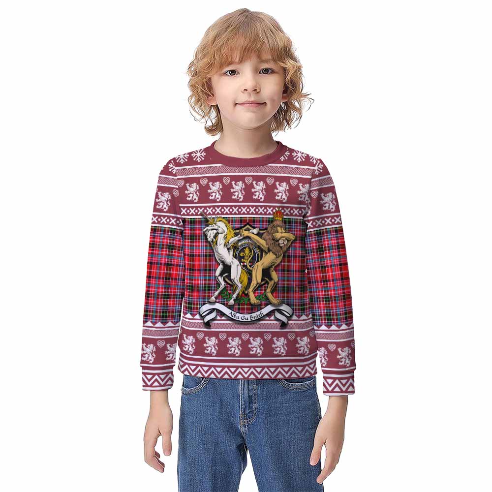 Udny Clan Tartan Crest Christmas Kid Ugly Sweatshirt Coat of Arms Funny Style - Tartan Vibes Clothing