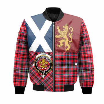 Udny Crest Tartan Bomber Jacket with Lion Rampant Saltire Style