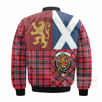 Udny Crest Tartan Bomber Jacket with Lion Rampant Saltire Style