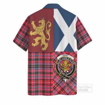 Udny Crest Tartan Hawaiian Shirt with Lion Rampant Saltire Style