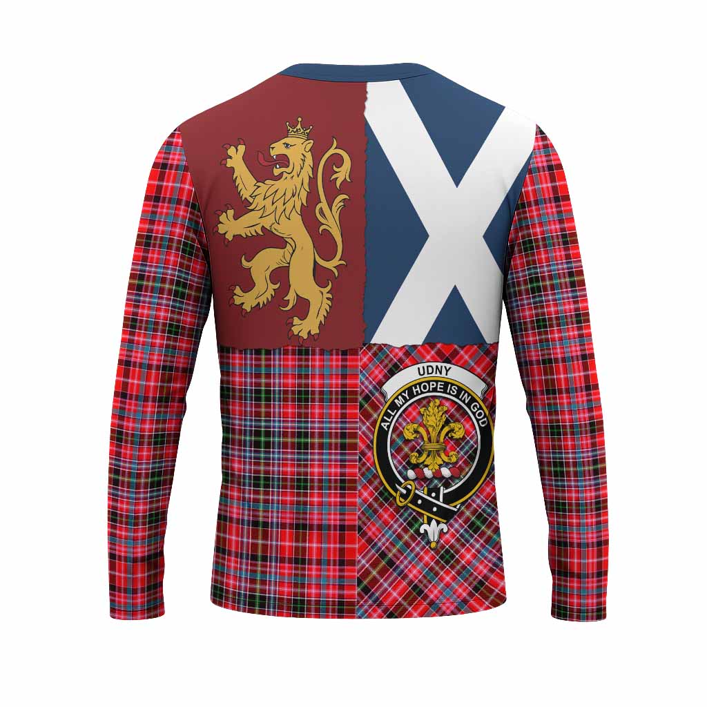 Udny Crest Tartan Long Sleeve T-Shirt with Lion Rampant Saltire Style