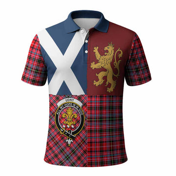 Udny Crest Tartan Polo Shirt with Lion Rampant Saltire Style