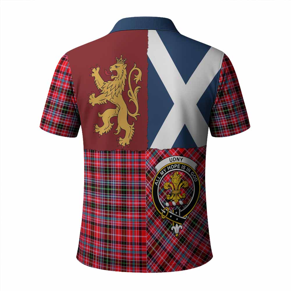 Udny Crest Tartan Polo Shirt with Lion Rampant Saltire Style