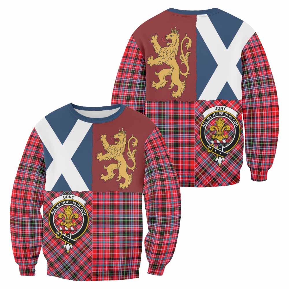 Udny Crest Tartan Sweatshirt with Lion Rampant Saltire Style