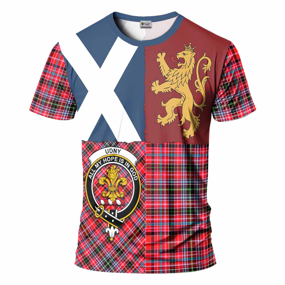 Udny Crest Tartan T-Shirt with Lion Rampant Saltire Style