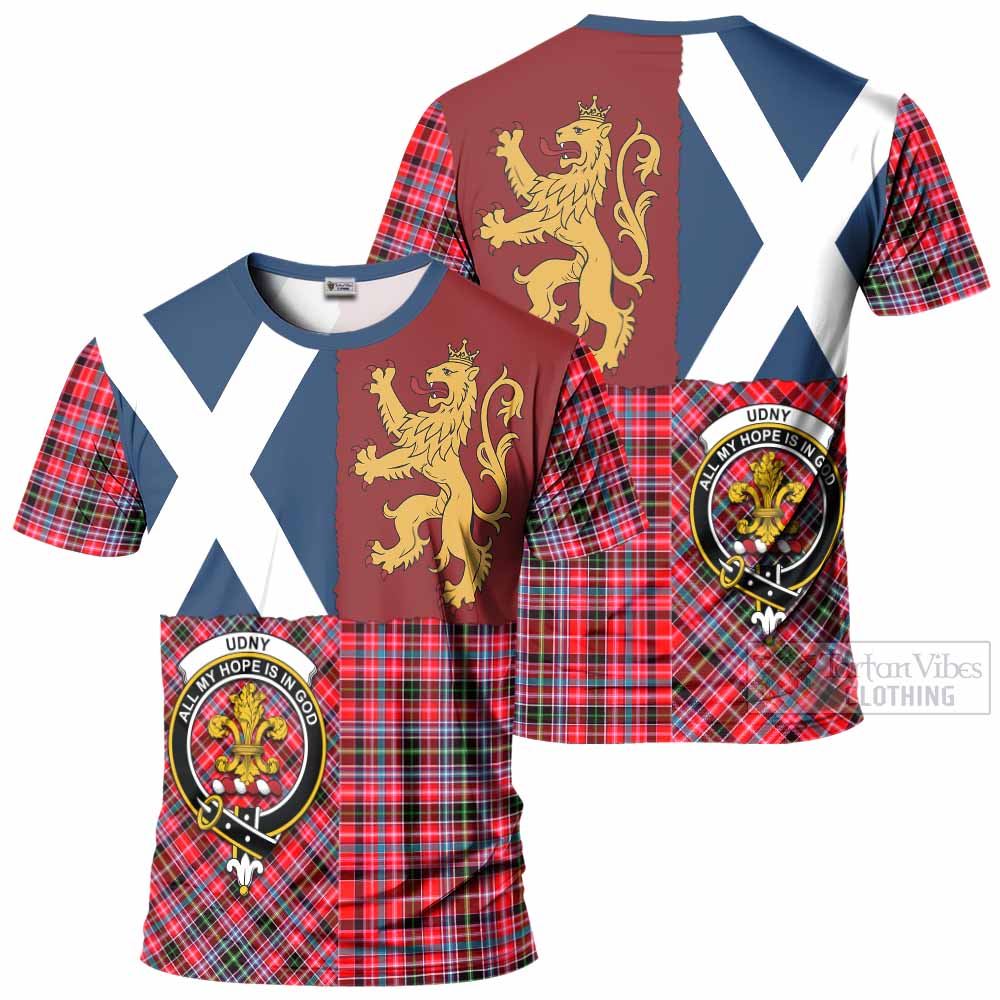 Udny Crest Tartan T-Shirt with Lion Rampant Saltire Style