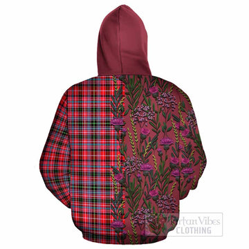 Udny Family Crest Tartan Cotton Hoodie Scottish Thistle Flower Pattern Half Style - Tartan Vibes Clothing