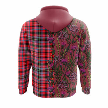 Udny Family Crest Tartan Hoodie Scottish Thistle Flower Pattern Half Style - Tartan Vibes Clothing