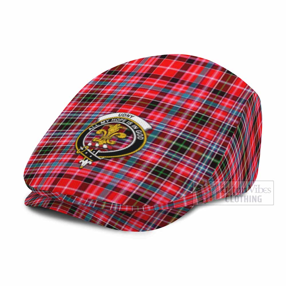 Udny Family Crest Tartan Jeff Cap, Tartan Flat Cap