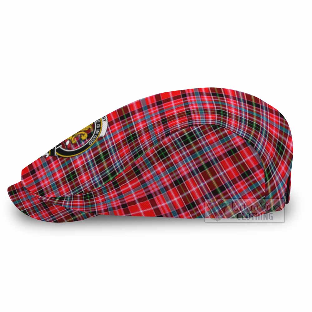 Udny Family Crest Tartan Jeff Cap, Tartan Flat Cap