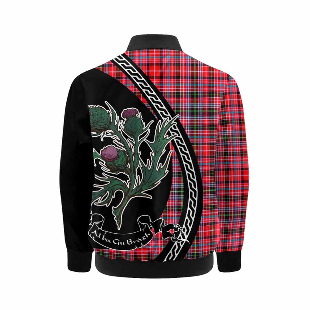 Udny Family Crest Tartan Kid Bomber Jacket Alba Thistle Inspired - Tartan Vibes Clothing