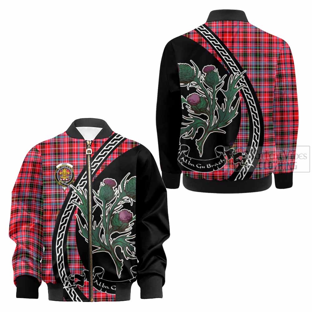 Udny Family Crest Tartan Kid Bomber Jacket Alba Thistle Inspired - Tartan Vibes Clothing