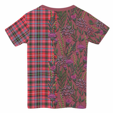 Udny Family Crest Tartan Kid T-shirt Scottish Thistle Flower Pattern Half Style - Tartan Vibes Clothing