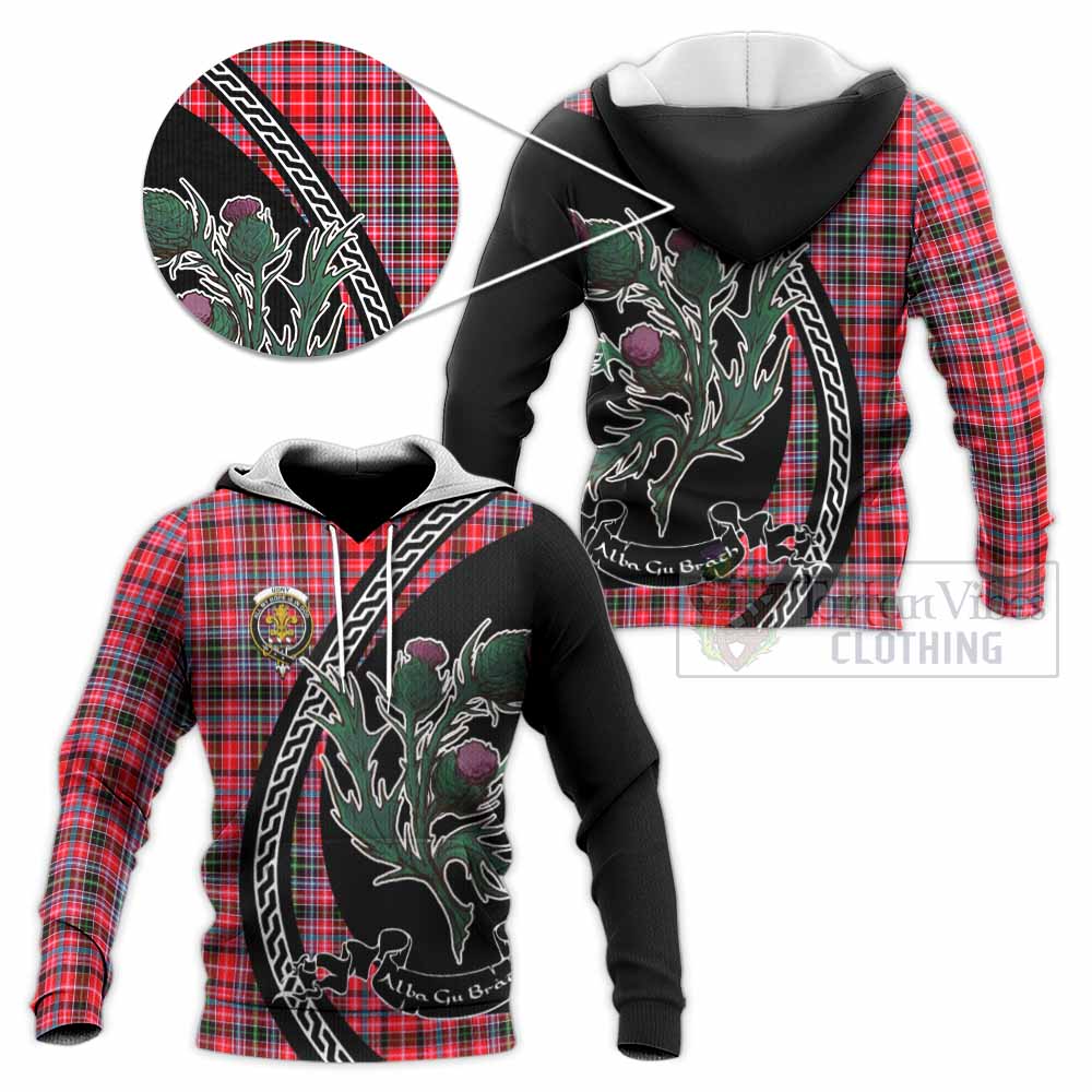 Udny Family Crest Tartan Knitted Hoodie Alba Thistle Inspired - Tartan Vibes Clothing