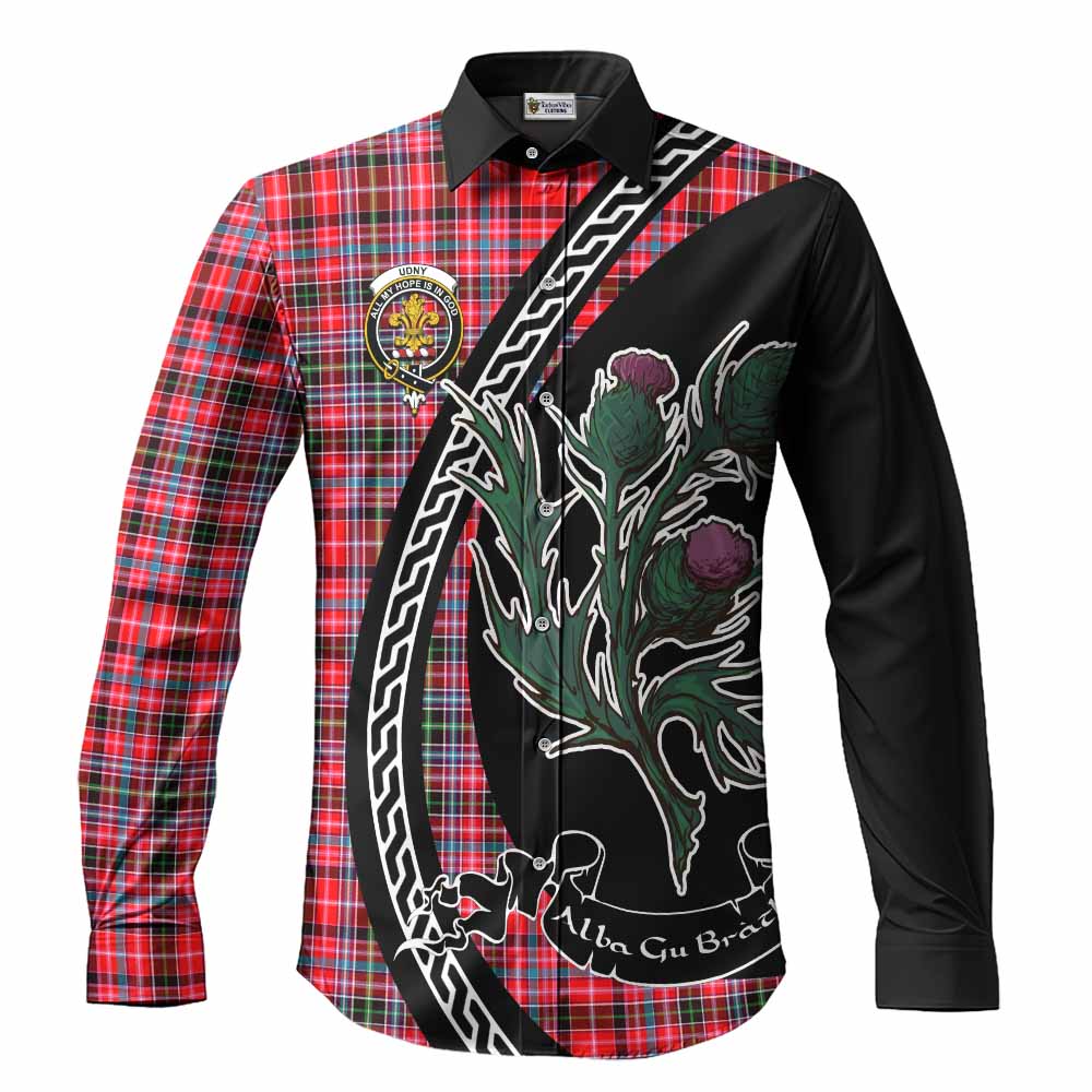 Udny Family Crest Tartan Long Sleeve Button Shirts Alba Thistle Inspired - Tartan Vibes Clothing