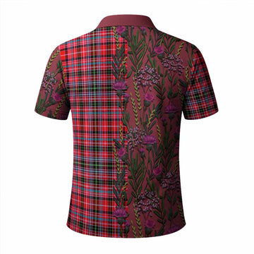 Udny Family Crest Tartan Polo Shirt Scottish Thistle Flower Pattern Half Style - Tartan Vibes Clothing