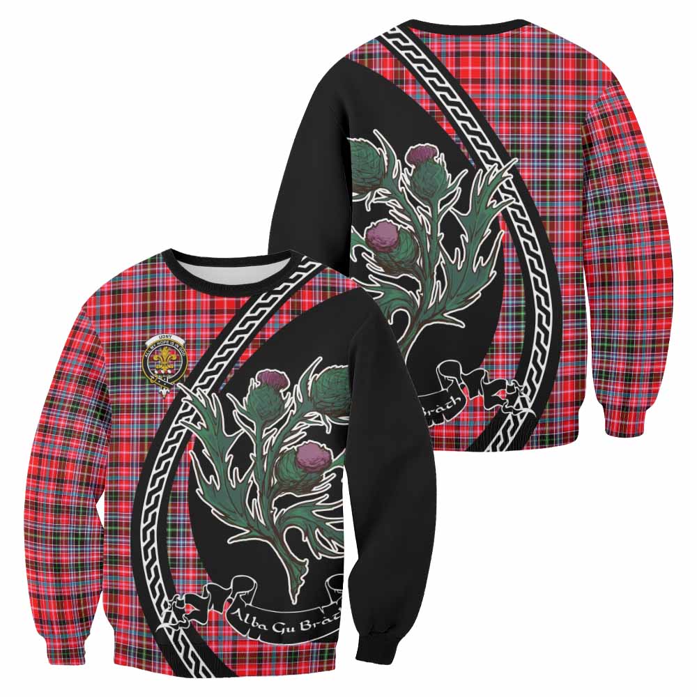 Udny Family Crest Tartan Sweatshirt Alba Thistle Inspired - Tartan Vibes Clothing