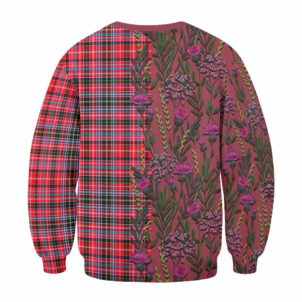 Udny Family Crest Tartan Sweatshirt Scottish Thistle Flower Pattern Half Style - Tartan Vibes Clothing