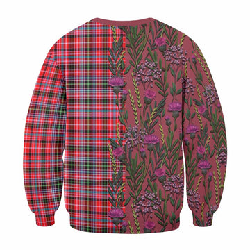 Udny Family Crest Tartan Sweatshirt Scottish Thistle Flower Pattern Half Style - Tartan Vibes Clothing